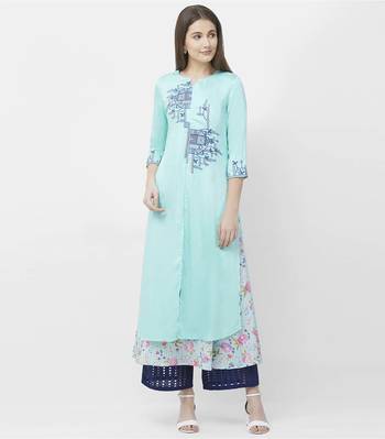 Blue embroidered satin kurtas-and-kurtis 1