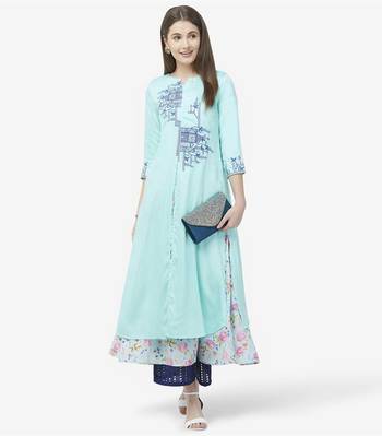Blue embroidered satin kurtas-and-kurtis 4