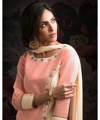 pink embroidered Chanderi readymade suits 2