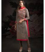 grey embroidered Chanderi readymade suits