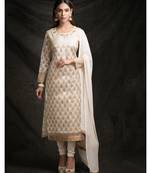 white embroidered tussar silk readymade suits