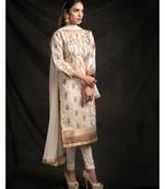 white embroidered tussar silk readymade suits