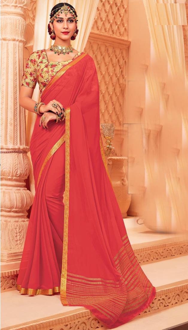Women's Georgette Pink Woven Design Designer Saree With Blouse Piece