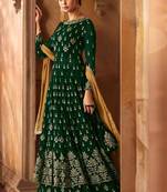 Green Embroidered Georgette Semi Stitched Salwar With Dupatta