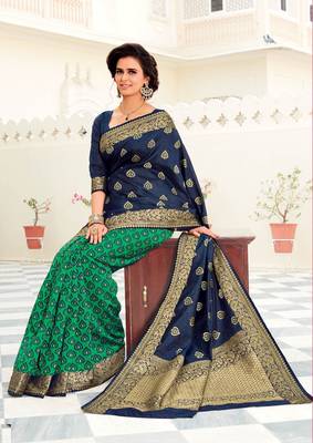 Multicolor woven dupion silk saree with blouse 1