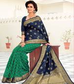 Multicolor woven dupion silk saree with blouse