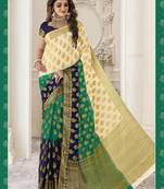 Multicolor woven dupion silk saree with blouse