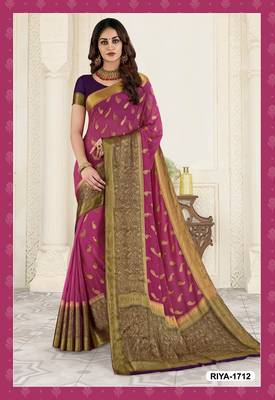 Purple woven georgette saree with blouse 1
