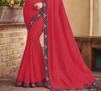Red embroidered crepe saree with blouse 2
