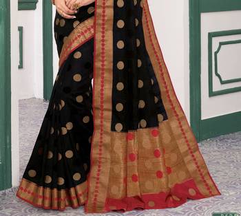 Black woven art silk saree with blouse 2