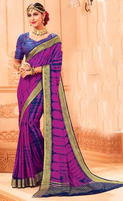 Purple woven georgette saree with blouse 1