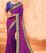 Purple woven georgette saree with blouse