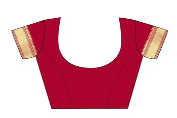 Red woven banarasi saree with blouse 5