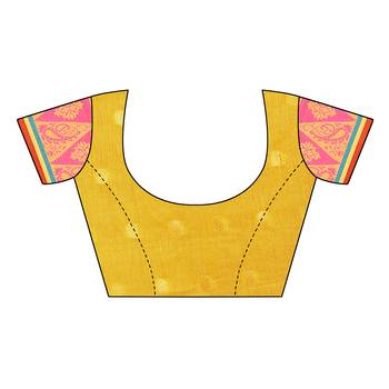 Yellow woven cotton silk saree with blouse 5