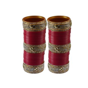 Magenta Stone Stud Acrylic Bangle 1
