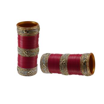 Magenta Stone Stud Acrylic Bangle 2