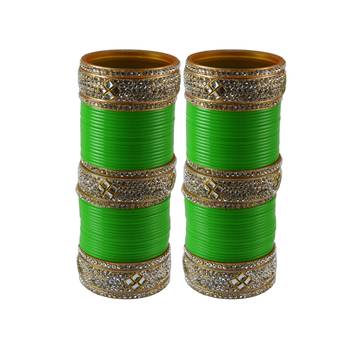 Green Stone Stud Acrylic Bangle 1