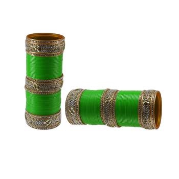 Green Stone Stud Acrylic Bangle 2