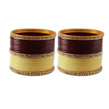 Maroon Cream Stone Stud Acrylic Bangle 1