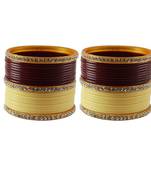 Maroon Cream Stone Stud Acrylic Bangle