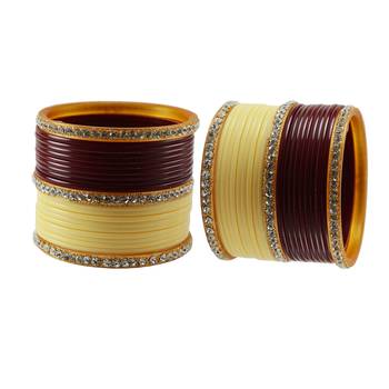 Maroon Cream Stone Stud Acrylic Bangle 2