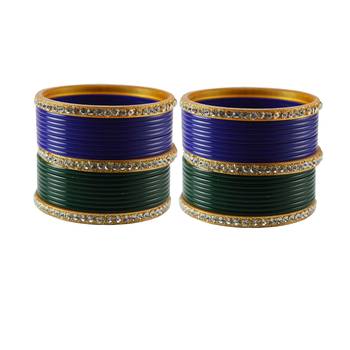 Blue Green Stone Stud Acrylic Bangle 1
