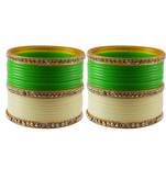 Green Cream  Stone Stud Acrylic Bangle