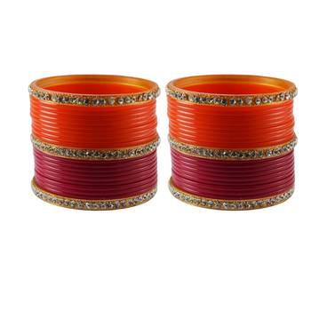 Orange Rani  Stone Stud Acrylic Bangle 1