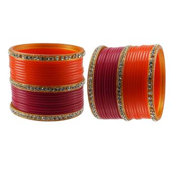 Orange Rani  Stone Stud Acrylic Bangle 2