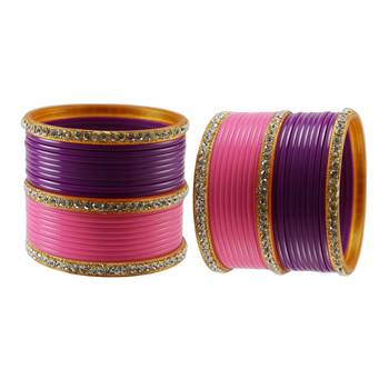 Purple Pink  Stone Stud Acrylic Bangle 2