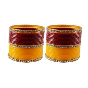 Red Orange  Stone Stud Acrylic Bangle 1