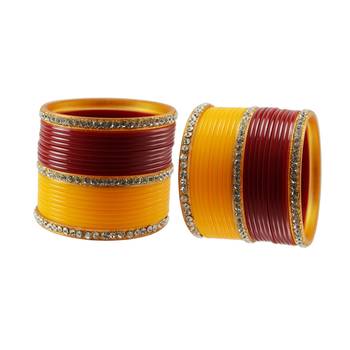 Red Orange  Stone Stud Acrylic Bangle 2