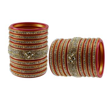 Magenta Stone Stud Acrylic Bangle 2