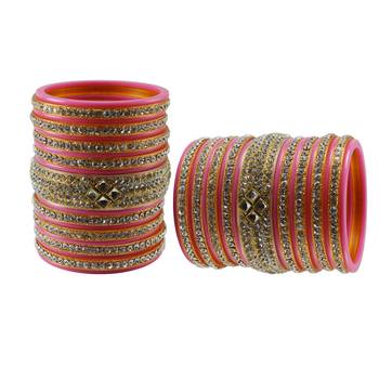 Pink Stone Stud Acrylic Bangle 2
