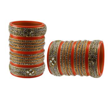 Orange Stone Stud Acrylic Bangle 2
