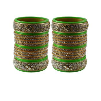 Green Stone Stud Acrylic Bangle 1