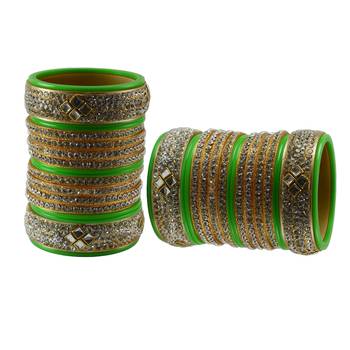 Green Stone Stud Acrylic Bangle 2
