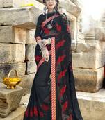 Black embroidered georgette saree with blouse