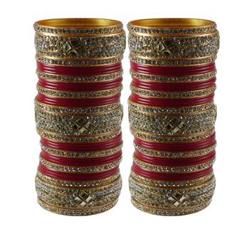 Magenta Stone Stud Acrylic Bangle 1