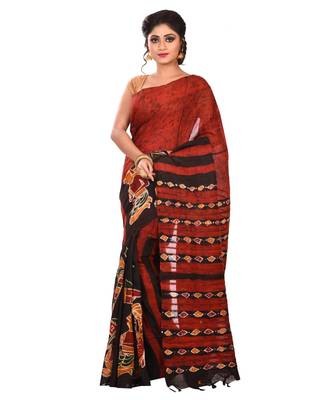 Multicolor Women's Handloom Batik Saree  with Blouse Piece 1