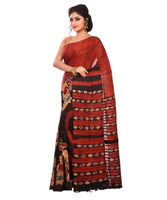 Multicolor Women's Handloom Batik Saree  with Blouse Piece 2