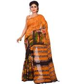 Multicolor Women's Handloom Batik Saree  with Blouse Piece