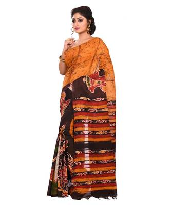 Multicolor Women's Handloom Batik Saree  with Blouse Piece 2