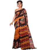 Multicolor Women's Handloom Batik Saree  with Blouse Piece
