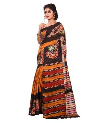 Multicolor Women's Handloom Batik Saree  with Blouse Piece 2
