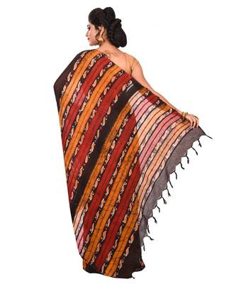Multicolor Women's Handloom Batik Saree  with Blouse Piece 3