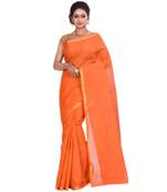 Orange Cotton Tant Saree With Blouse Piece