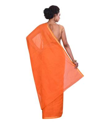 Orange Cotton Tant Saree With Blouse Piece 3