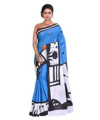 Multicolor Cotton Printed Saree Without Blouse Piece 1