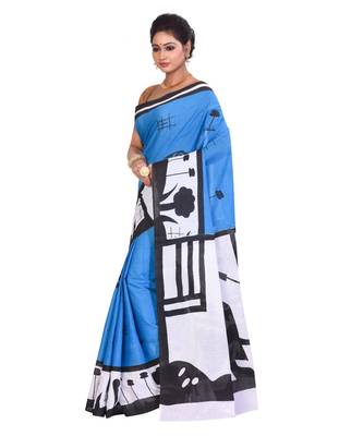 Multicolor Cotton Printed Saree Without Blouse Piece 2